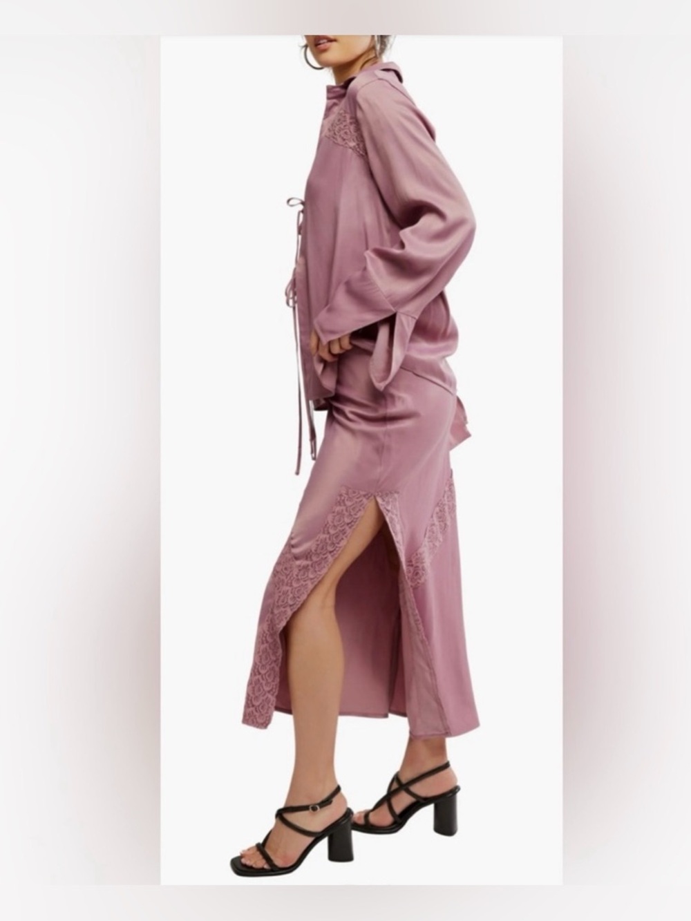 New! Free People Lucia Tie Top & Maxi Skirt Set in Nostalgia Rose XS
